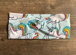Load image into Gallery viewer, Unicorn turban headband, girl&#39;s unicorn hair accessory, rainbow unicorn yoga headband, birthday gift for girl, unicorn gift, birthday party
