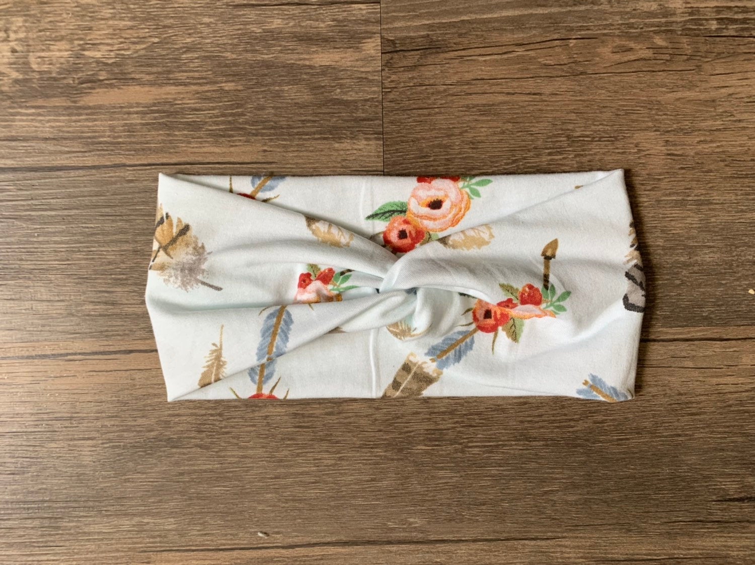 Floral Yoga headband; feather headband ,turban headband, floral knotted headbands; boho band, gift for woman, teacher appreciation gift