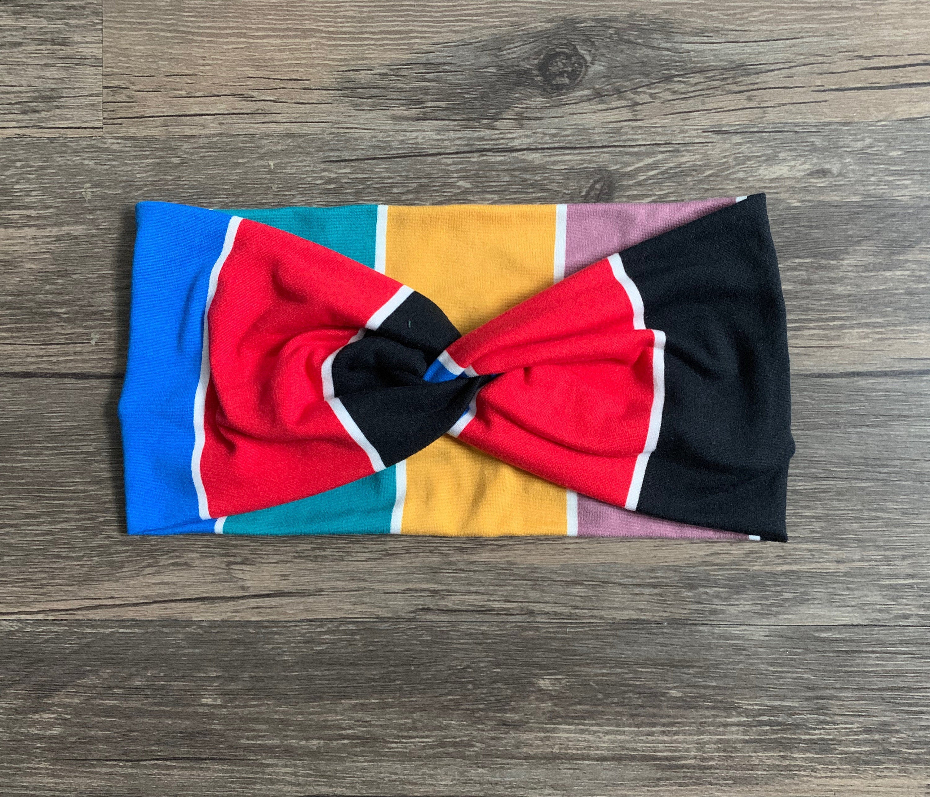 Color block turban, colorful baby headband, turban headband, knit headband, yoga headband, gift for girl, teacher gift, stretchy headband
