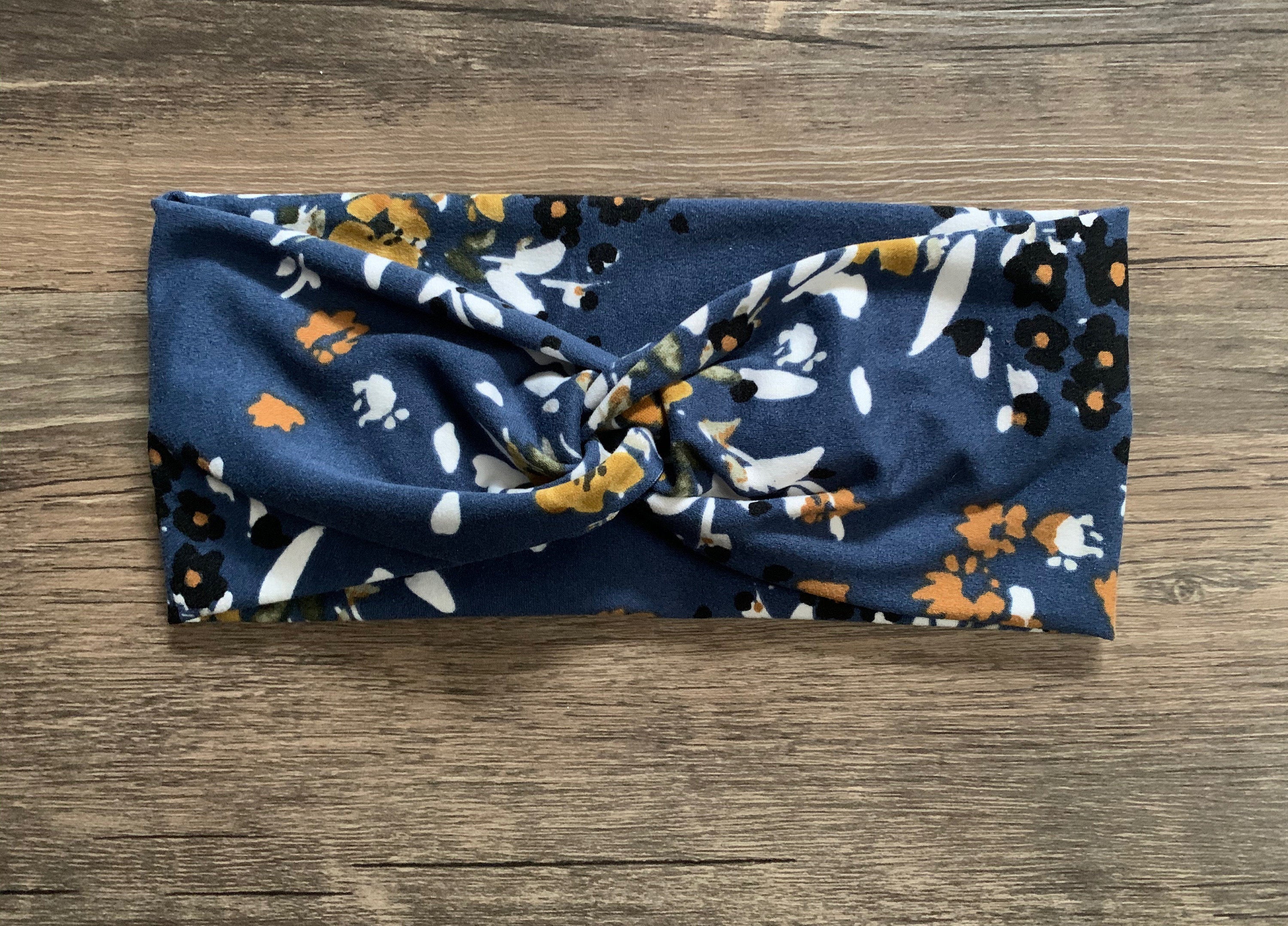 Floral turban headband,  Mother&#39;s Day gift, baby headband, turban for baby, exercise headband, blue headband, yoga headband,mommy and me set