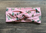 Load image into Gallery viewer, cactus turban headband, gift for friend, baby headband, turban for baby, pink cactus turban, cactus birthday gift, bridesmaid gift
