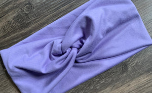 Lavender turban headband,  knotted headband, blue turban headband,  wide headband, solid yoga headband, teacher gift, nurse gift