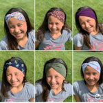 Load image into Gallery viewer, Green turban headband, knotted headband, baby headband, turban for baby, exercise headband, wide headband, yoga headband, mommy and me set
