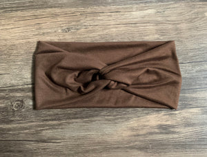 Chocolate turban headband, solid headband, turban for baby, exercise headband, nurse headband, yoga headband, brown headband