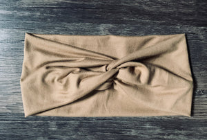 Mocha turban headband, knotted headband, hair accessory, twisted headband, brown headband, gift for woman, nurse headband, top knot