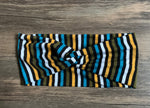 Load image into Gallery viewer, Bright striped turban headband, colorful knotted baby headband, woman&#39;s headband, women yoga headband, nurse headband, gift for woman
