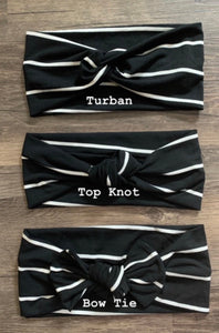 Ribbed gray turban headband, gray knotted headband, baby turban headband, wide headband, solid yoga headband, top knot, bow tie