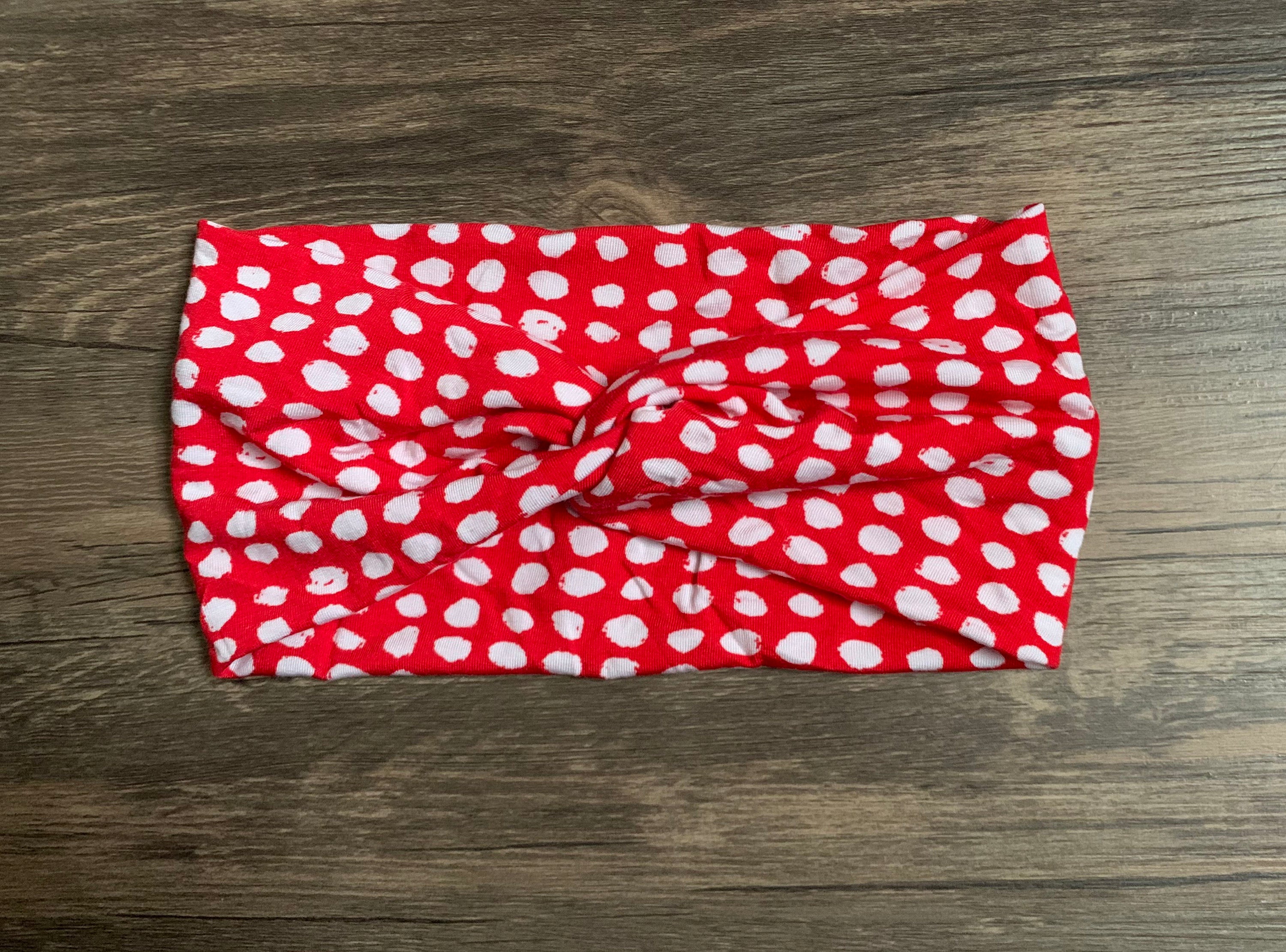 red dotted turban headband| knotted baby headband|woman&#39;s headband| women yoga headband|, nurse headband| gift for woman| exercise headband
