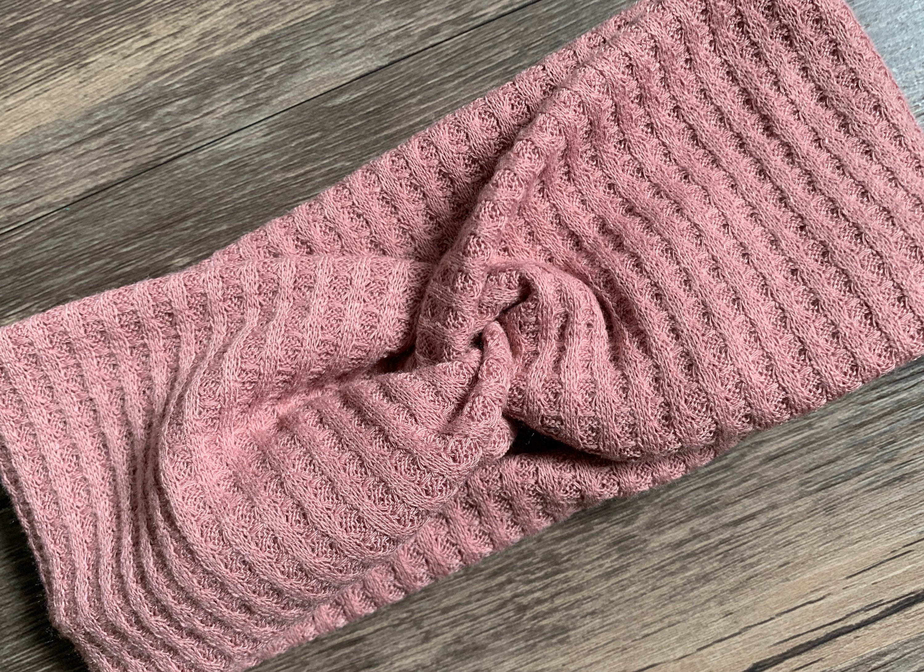 Rose turban headband, solid knotted headband, baby turban headband,  pink twisted headband, solid yoga headband, waffle knit headband