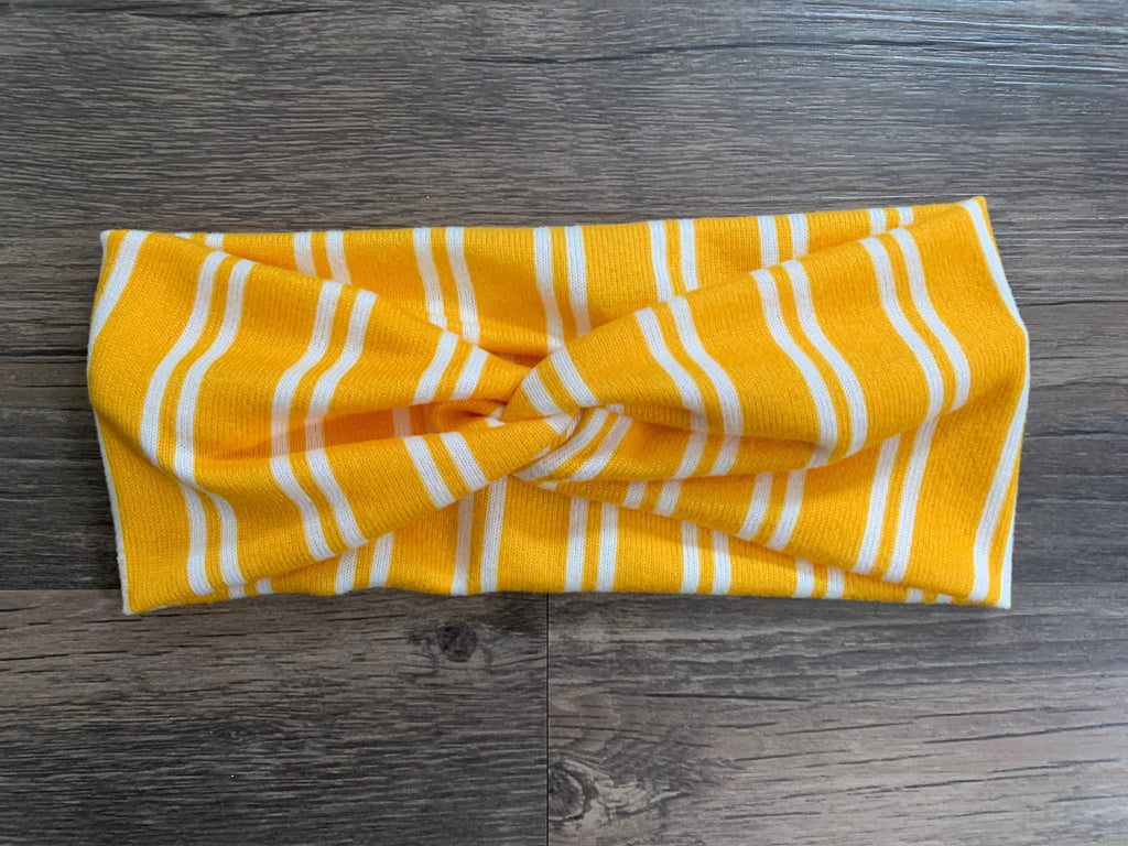 Yellow striped turban headband, yellow knotted baby headband, woman&#39;s headband, women yoga headband, nurse headband, gift for woman