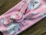 Load image into Gallery viewer, Bunny headband; pink easter turban; rabbit headband; holiday baby headband; Easter gift for woman

